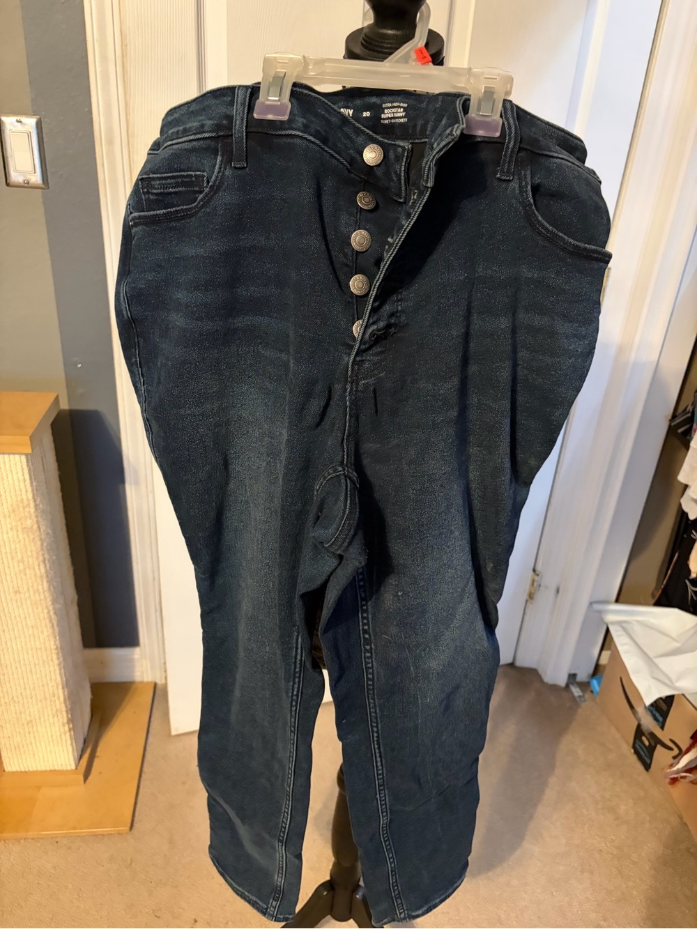 Old Navy Dark Blue High-Rise Button-Fly Jeans